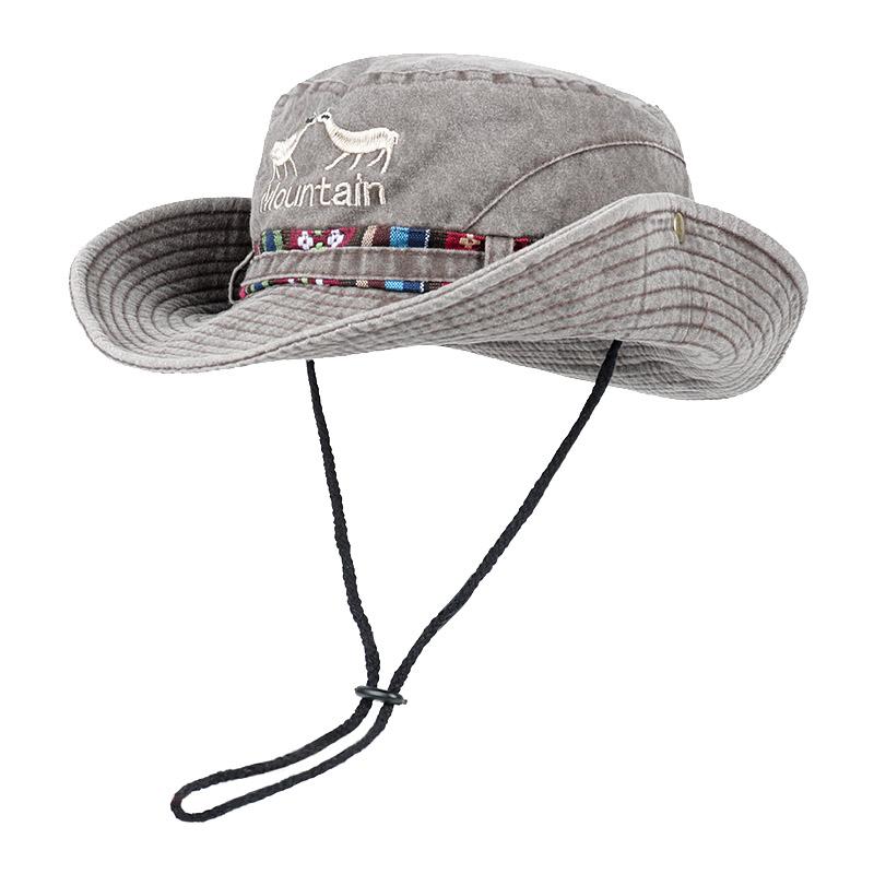 Outdoor Sun Hat Woman Bucket Hat Men Embroidered Vintage Beach Waterproof Fisherman Fishing Cap Summer Foldable Bob Man Panama
