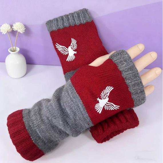 Damen Herbst/Winter Mode Gestrickte Bestickte Handschuhe