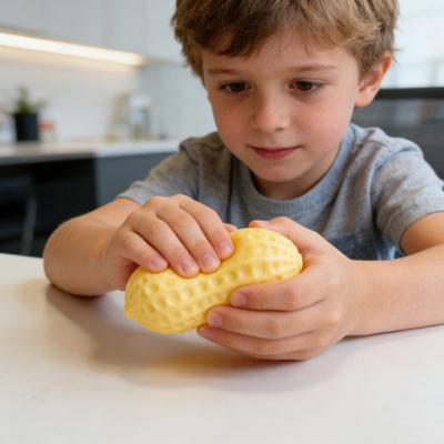 Large Soft Peanut Squeeze Toy with Lid Slow-Rising TPR Stress Reliever Realistic Food-Shaped Fidget for Kids Adults Cute Desk Decor