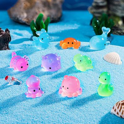 Ornamento de animal marinho luminoso mini pingente de animal brilhante micro tanque de peixes caranguejo golfinho polvo decoração paisagem