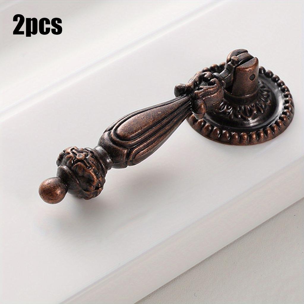2pcs Vintage Single Hole Zinc Alloy Cabinet Door Handle, Drawer, Clothing Cabinet Handle