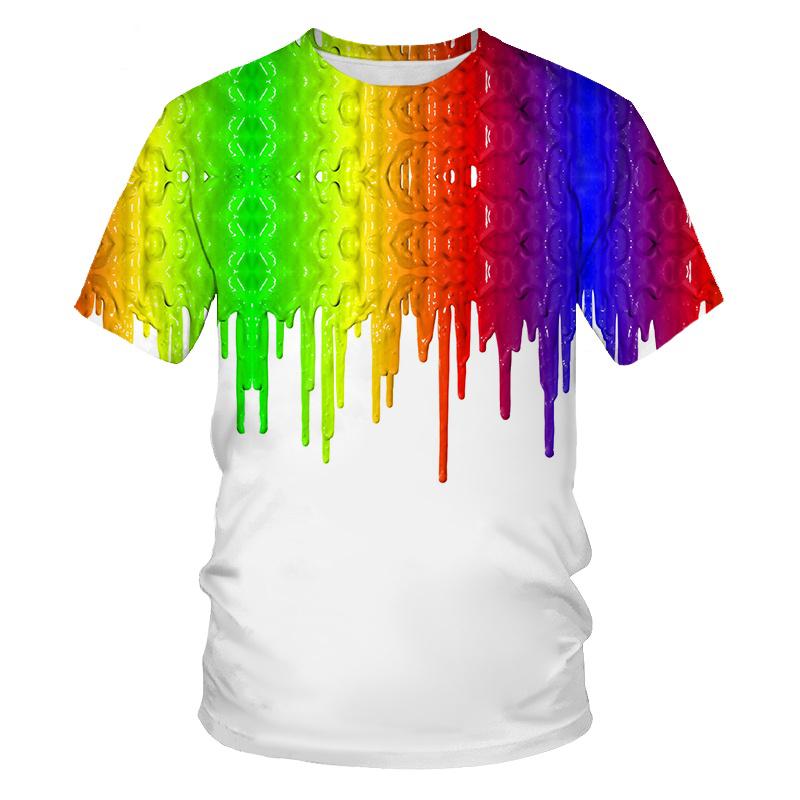 Neue Sommer Farbspritzer Tintentropfen Farbe 3D-Druck T-Shirts Oansatz Männer Frauen Kurzarm Übergroße Harajuku Tees Tops Kinderkleidung