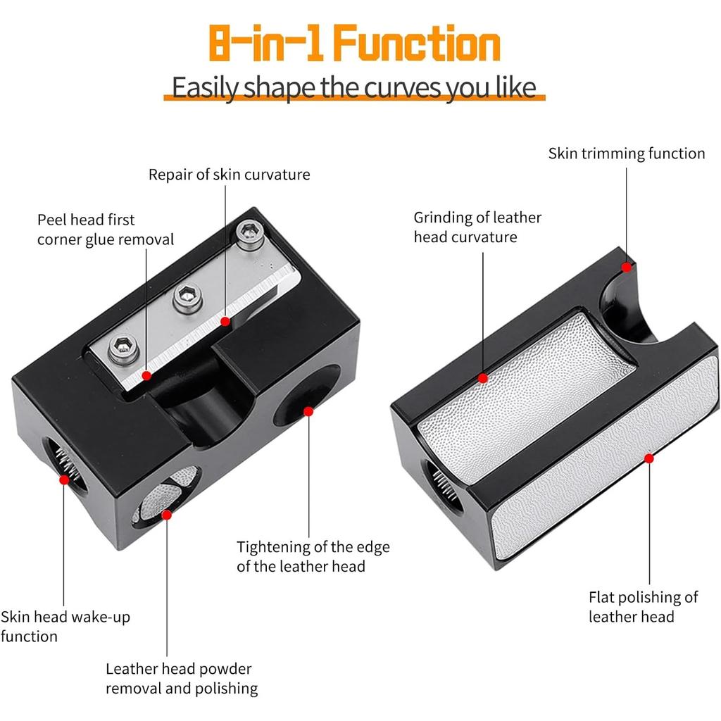 8 In 1 Billiard Tip Tool, Multifunctional Tip Repair Shaper, Cue Pinprick Blade Accessory, Billiards Pool Cue Puntali Repair Tool
