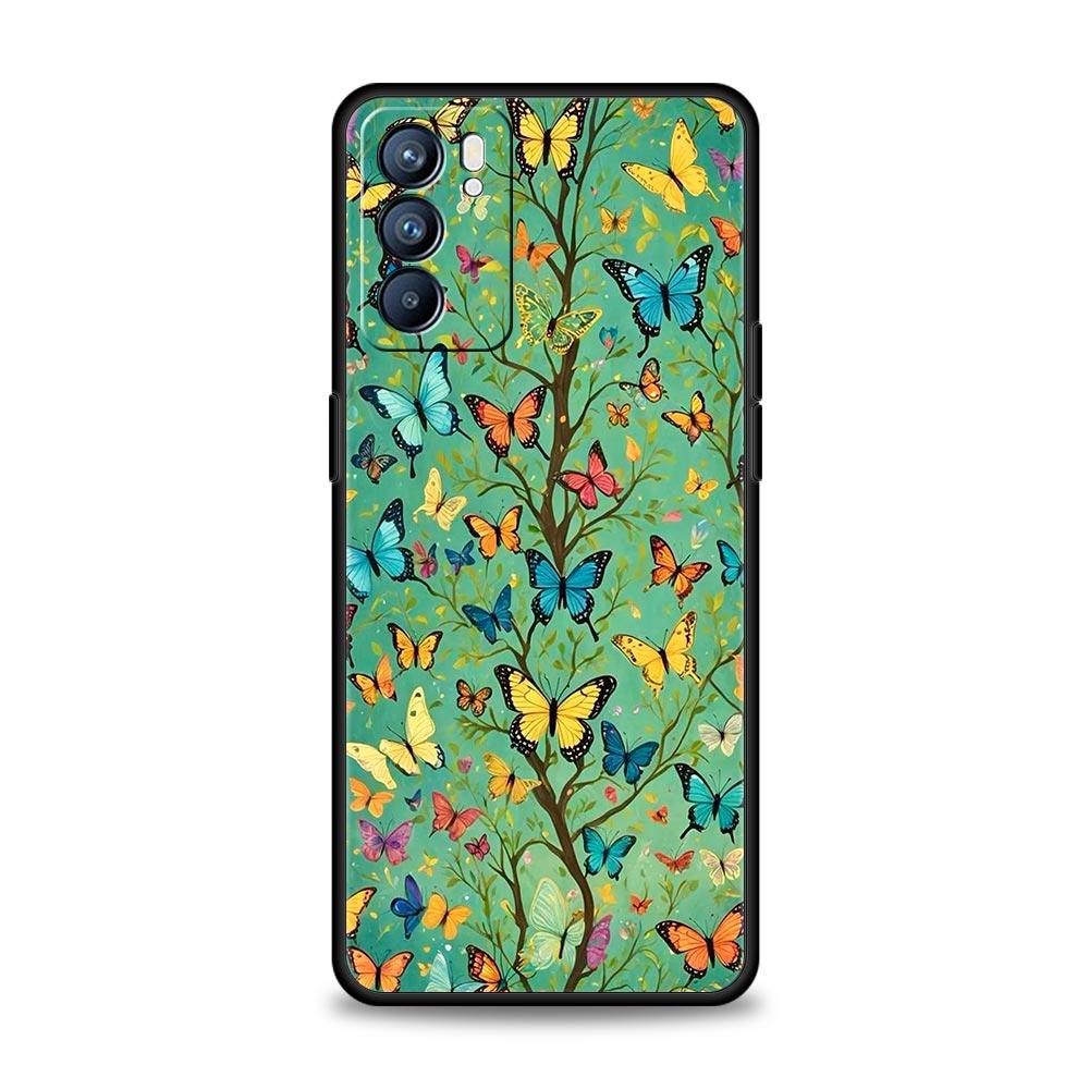 Butterfly Design Phone Case For Oppo Reno 13 12 11 10 7 F Find X5 X6 A98 A80 A79 A78 A57 A54 A31 A17 Pro 5G Soft TPU Cover Capas