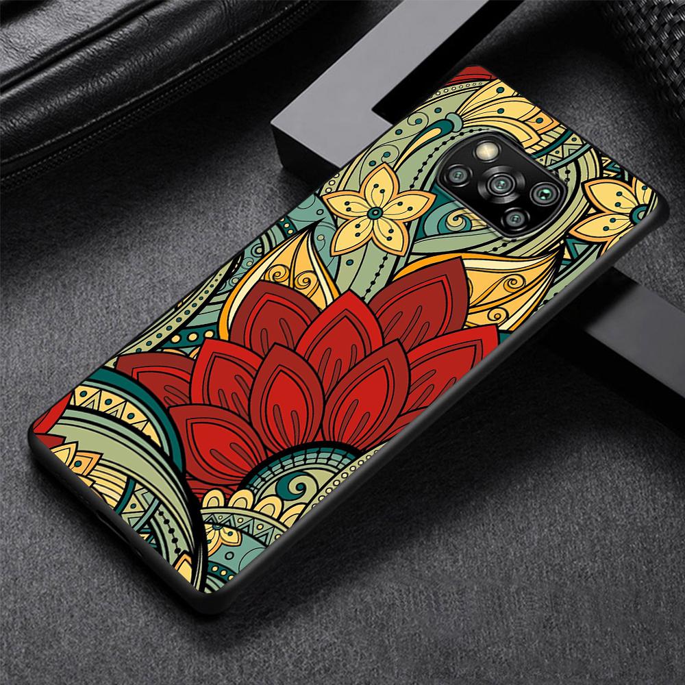 Blue Totem Flower Mandala Case for Xiaomi Poco X5 X3 NFC X4 Pro 5G F4 GT M5 M5s F3 Pocophone F1 Black Soft Phone Cover Mi 13 12T