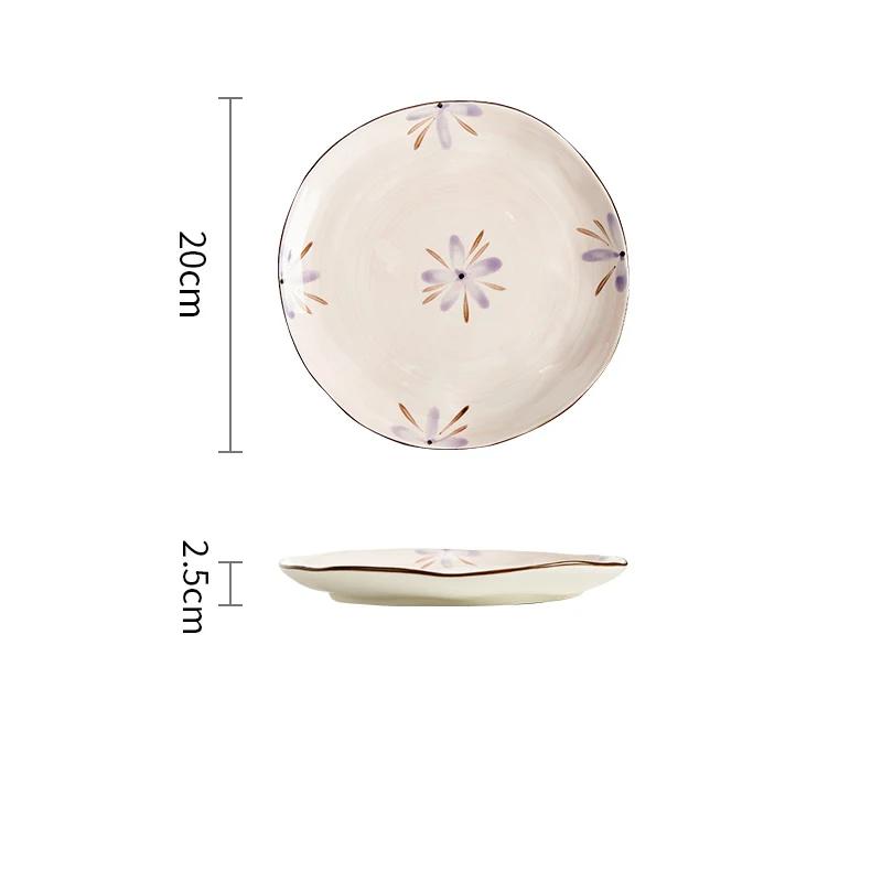 Romantyczne Fioletowe Ceramiczne Talerze Lekki Luksus Restauracja Talerz na Owoce i Sałatkę Domowa Kuchnia Talerz do Pasty Wykwintne Miseczki do Ryżu
