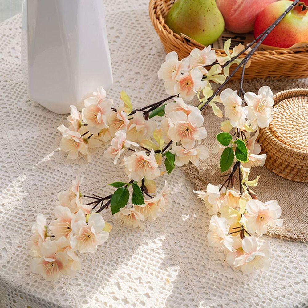 Elegant Artificial Peach Blossom Branch Real Touch Fake Flower Silk Cherry Blossom Wedding Decor