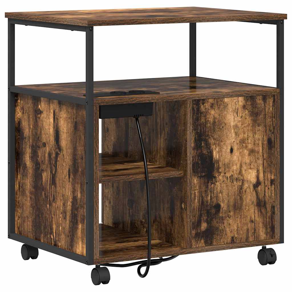 Cabinet with Charging Station Smoked Oak 61 x 46 x 67 cm