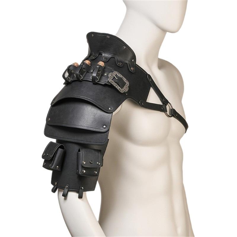 Vikinges Faux Leather Single Pauldron Shoulder Armour,Medieval Knight Shoulder Armour for LARP/Cosplay