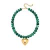 Adjustable Beaded Pendant Necklace with Rounded Resin Beads, Heart-Shaped Center Pendant, Extension Chain, and Lobster Clasp