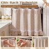 Lace Trimmed Oven Door Curtain With Center Tie Cotton Blend Grid Kitchen Appliance Cover