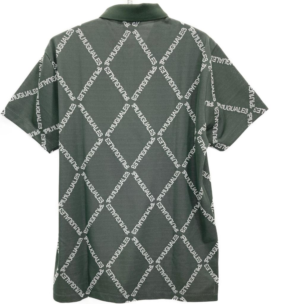 1piu1uguale3 [GOLF][×Takashiro Toga] GRK062 Khaki ARGYLE LOGO Short Sleeve Shirt tops V khakiUsed