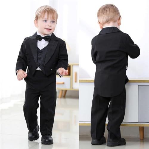 Dressy Daisy Baby Boys' Classic Fit Tuxedo Suit, 5-Piece Set, Formal Wear with Vest, Wedding Outfit, Sizes 18-24 Months, Black