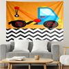 Excavator Print Tapestry, Backdrop, Easy Setup, Ideal for Bedroom, Office & Living Room, with Aesthetic Wall Hanging Decor.