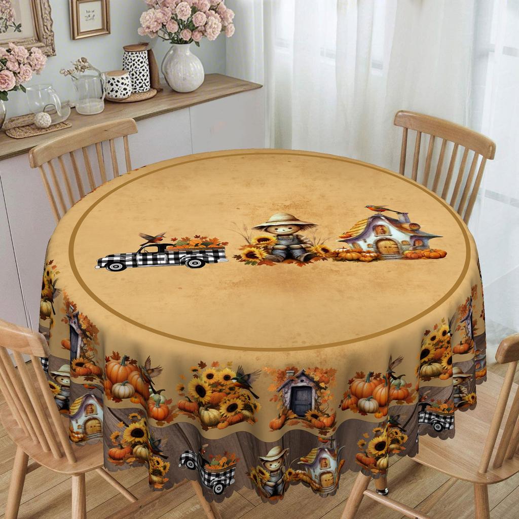 Pastorale Kürbis Sonnenblumen Tischdecke, Wasserdichte und Ölabweisende Esstischdecke, Kaffeetischdecke, Rechteckige Dekorationstischdecke für Restaurants