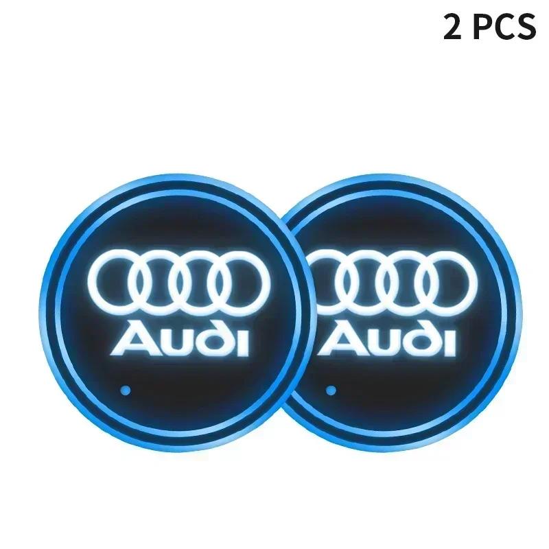 Car 2025 New Hot Hot A8 For q2 2pcs LED Car Luminous Coaster Cup Holder Anti-slip Mat for q2 A3 8P 8L 8V A4 B8 B6 B7 B9 A6 C