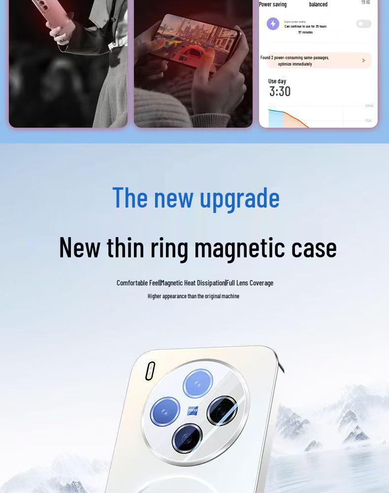 VIVOX300Pro Magnetic Frosted Case with Electroplated Laser Lens, Drop-Proof Full Coverage.