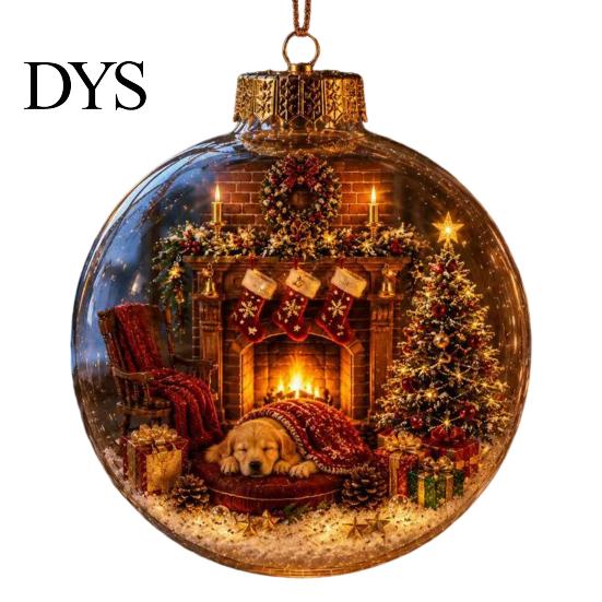 Reusable Party Ornaments 250th Anniversary USA Christmas Ornament, Light Up Plastic Clear Ball Hanging Decoration with Garden Wall Bell Train