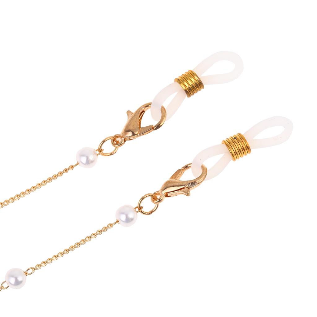 Simple Lady Pearls Sunglasses Chain Hanging Neck Anti-falling Eyeglass Cord Necklace