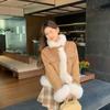 Vintage Patchwork Faux Fox Fur Coat Short Outerwear Women Retro Style Jacket