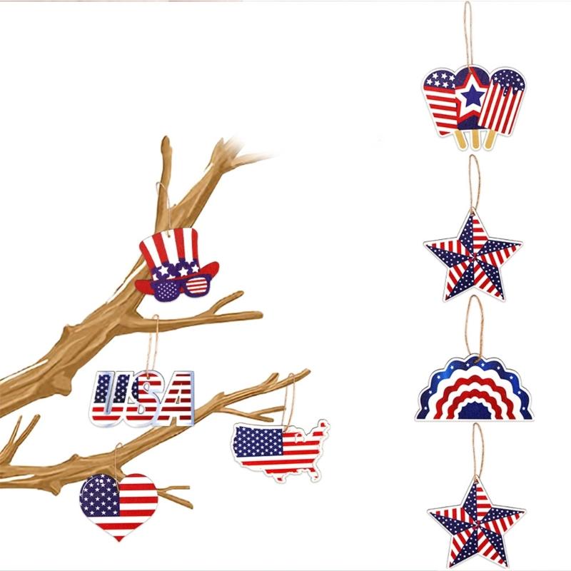 9PCS Independence Day Star Hangings Decorative Ornament Perfect for Enhancing Holidays Spirit in Homes and Party Venues