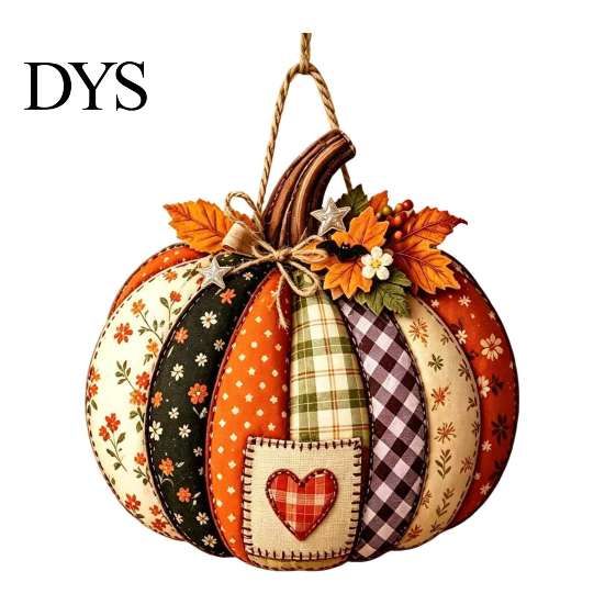 Cartello Appeso in Legno di Halloween Zucca Patchwork Appendiporta, Decorazione Casa Raccolta Autunnale con Foglie d'Acero Bacche, Parete Frontale Rustica Stagionale