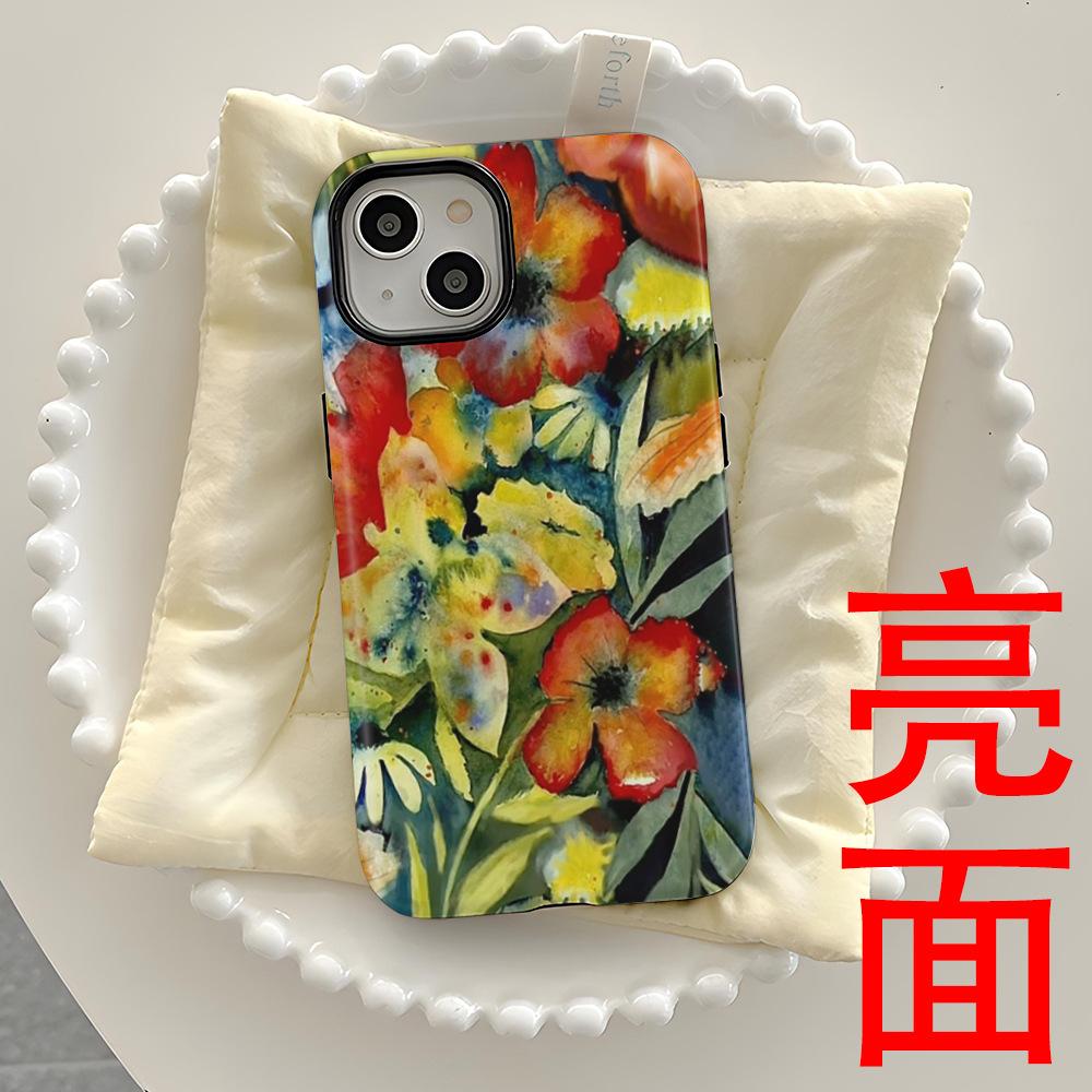 North American station art isn feng shui color flower mobile phone case Apple 17 magnetic film case iPhone13Pro anti-drop