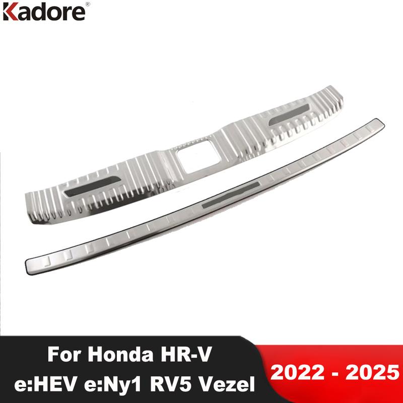 For Honda HR-V e:HEV e:Ny1 RV5 Vezel -2024 2025 Steel Car Rear Trunk Bumper Cover Trim Tailgate Door Sill Plate Accessories
