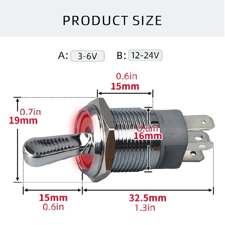 Sturdy Metal Two Position Toggle Switches With LED Light Designs for CustomES Electronics And Model Making Supplies