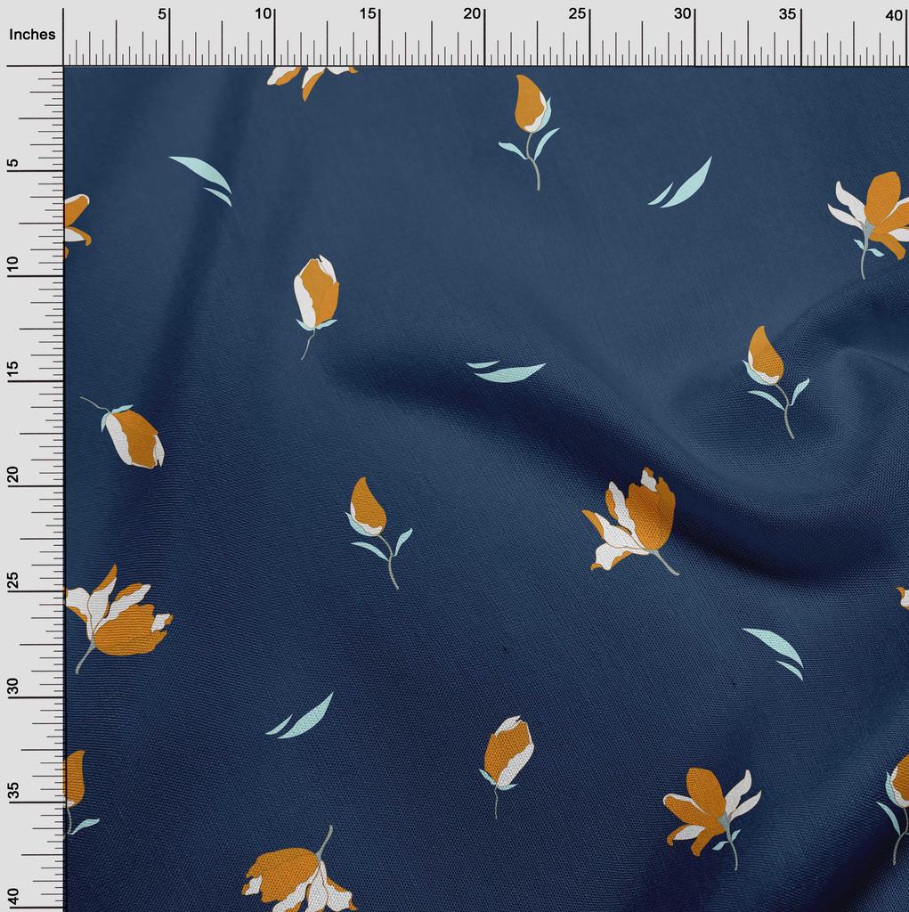 oneOone Bawełna Flex Niebieska Tkanina Kwiatowa Magnolia Projekty Rzemieślnicze Dekoracyjna Tkanina Drukowana Na Metry 40 Cal