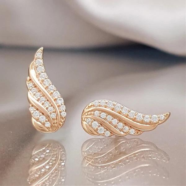 1 Pair, Fashionable, Inlaid with Synthetic Zircon, Fashionable and Versatile, Exquisite Wing Shape