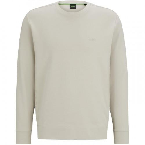Boss Mens Tonal Logo Ribbed Collar Raglan Sweatshirt