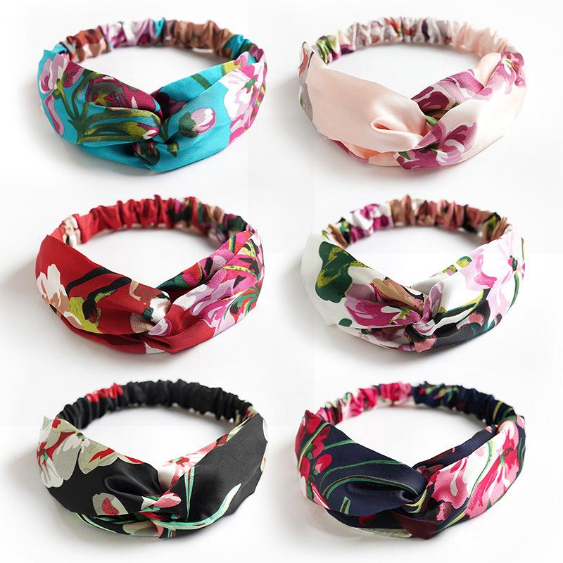 Satin Elastic Crossed Headband Geranium Ladies Hair Accessories Girls Headband