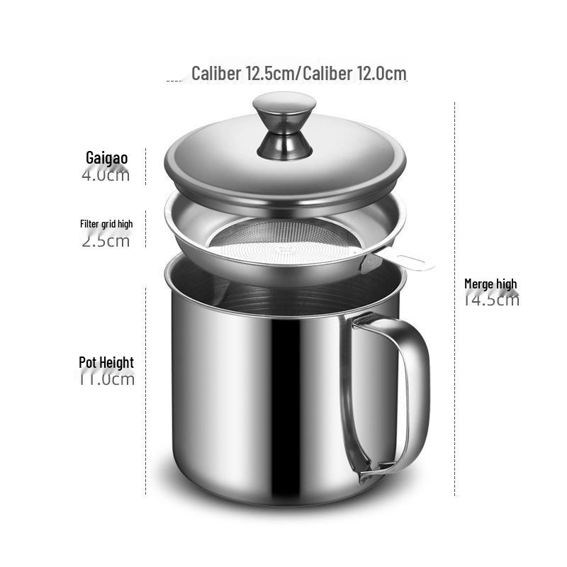 Stainless Steel Drinking Cup with Lid and Handle, Children's Cup, Tea Cup, Oil Pot