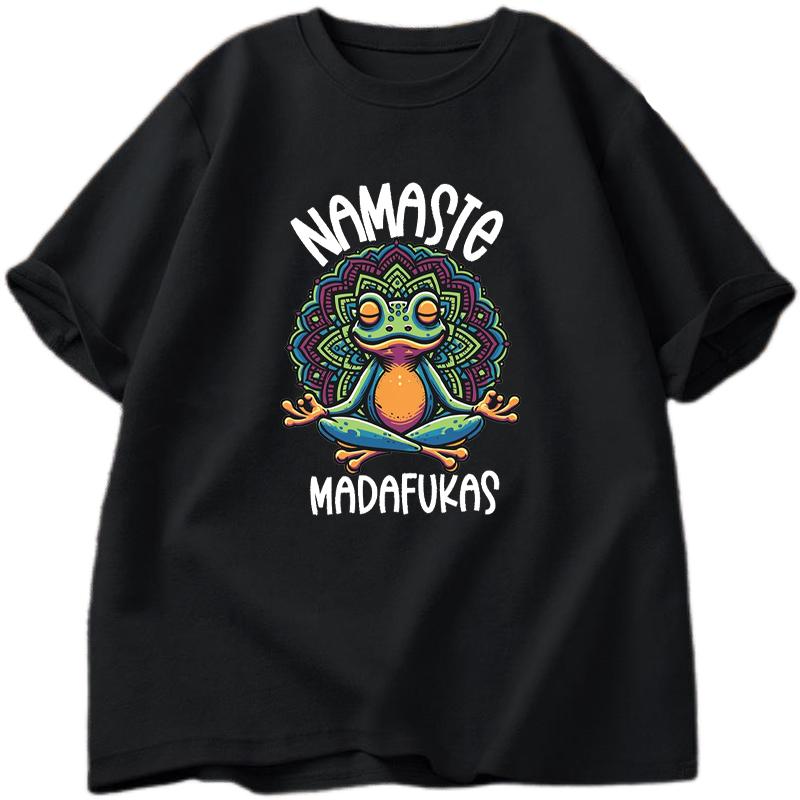 Funny Yoga T Shirt Frog Self Care T-Shirt Cotton Short Sleeve Positive Cottagecore Namaste Tee Men Women Mens Clothes Streetwear