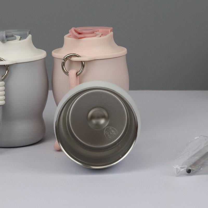 280mL Portable Insulated Coffee Mug Mini Stainless Steel Dual Spout Hot Cold Thermal Cup for Daily Use