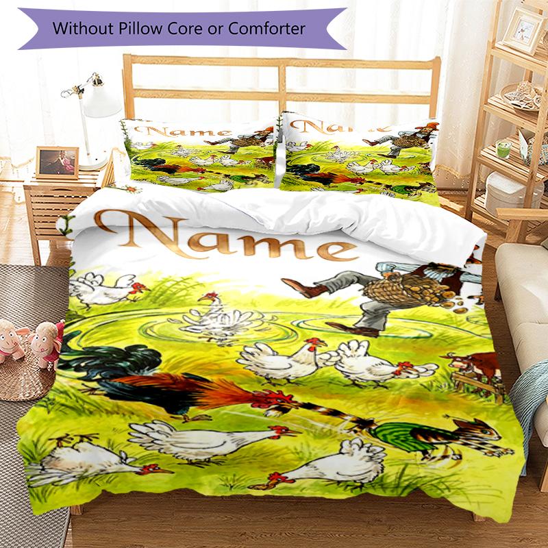 3Pcs Custom Name Pettson Findus Bedding Set Duvet Cover Closure Includes 1Duvet Cover 2Pillowcases Soft And Comfortable For All Seasons