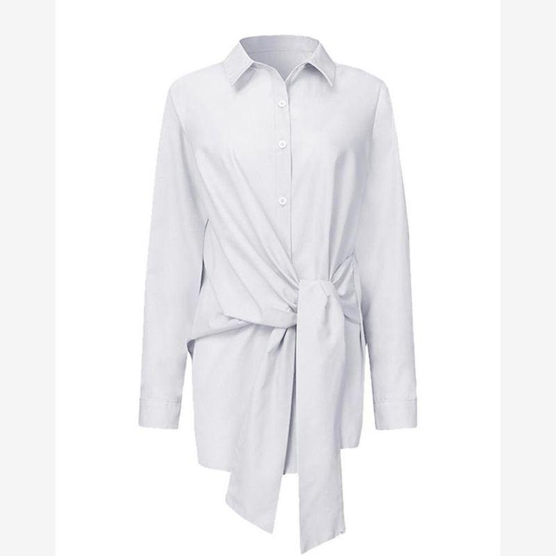 Lace-up Waist-Controlled Classy Stylish Shirt White Shirt Women's Long Sleeve White Shirt Lady