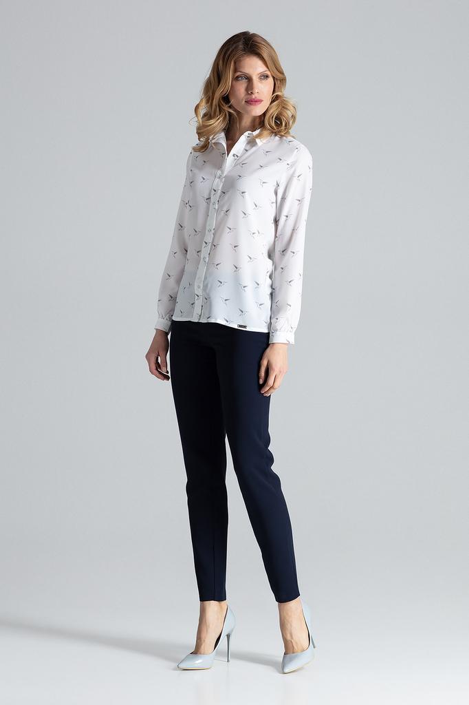 Elegant women' shirt with birds - ecru M284 size