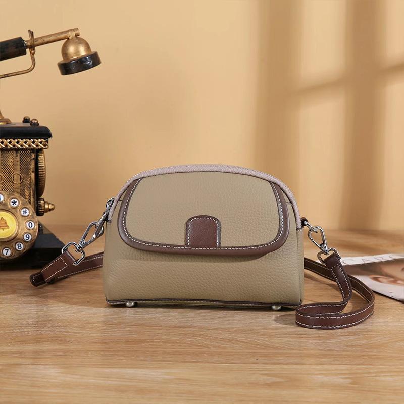 Top Layer Cowhide Double Zipper Large Capacity Crossbody Small Bag Phone Bag Women Versatile 2025 New Genuine Leather Casual Shoulder Bag