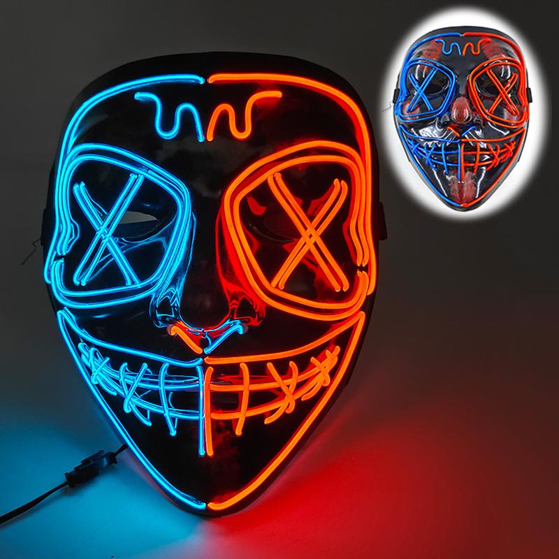 Halloween Mask Flashing Cosplay LED Vendetta Mask Anonymous Mask Halloween Christmas Party Gift for Adult Kids Film Cosplay Mask