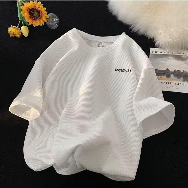 T-shirt Estiva a Maniche Corte Waffle Trendy Giapponese Unisex Larga