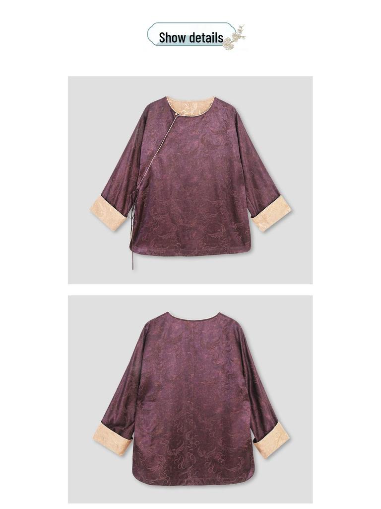 Phoenix Seeks Phoenix - Women's Silk Jacquard Long Sleeve Jacket: New Chinese Style for Spring & Autumn