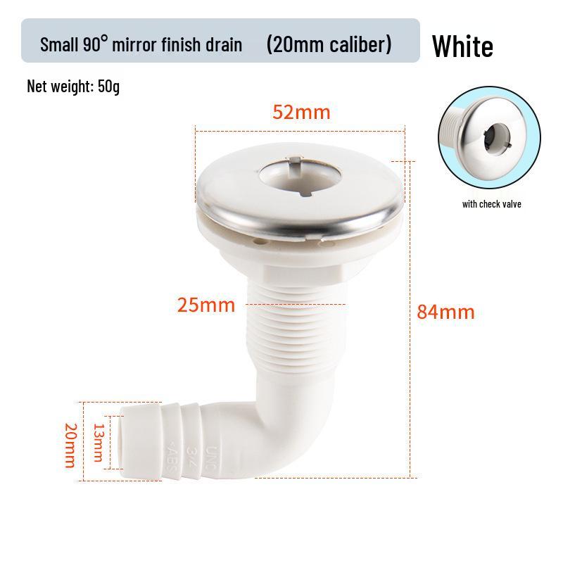 90° Marine Sewage Drain Outlet for Yacht Hull - Black/White