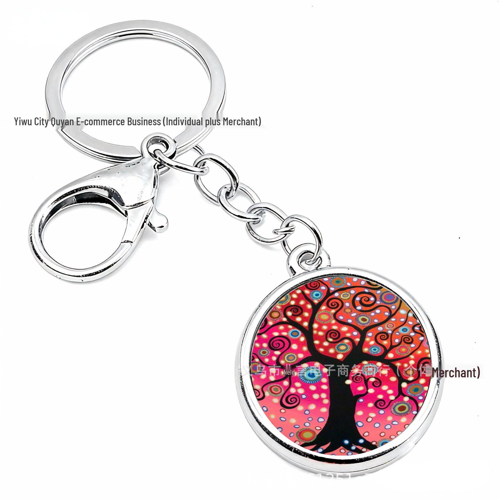 Creative Alloy Glass Keychain - World Tree Design, European & American Fashion Accessory