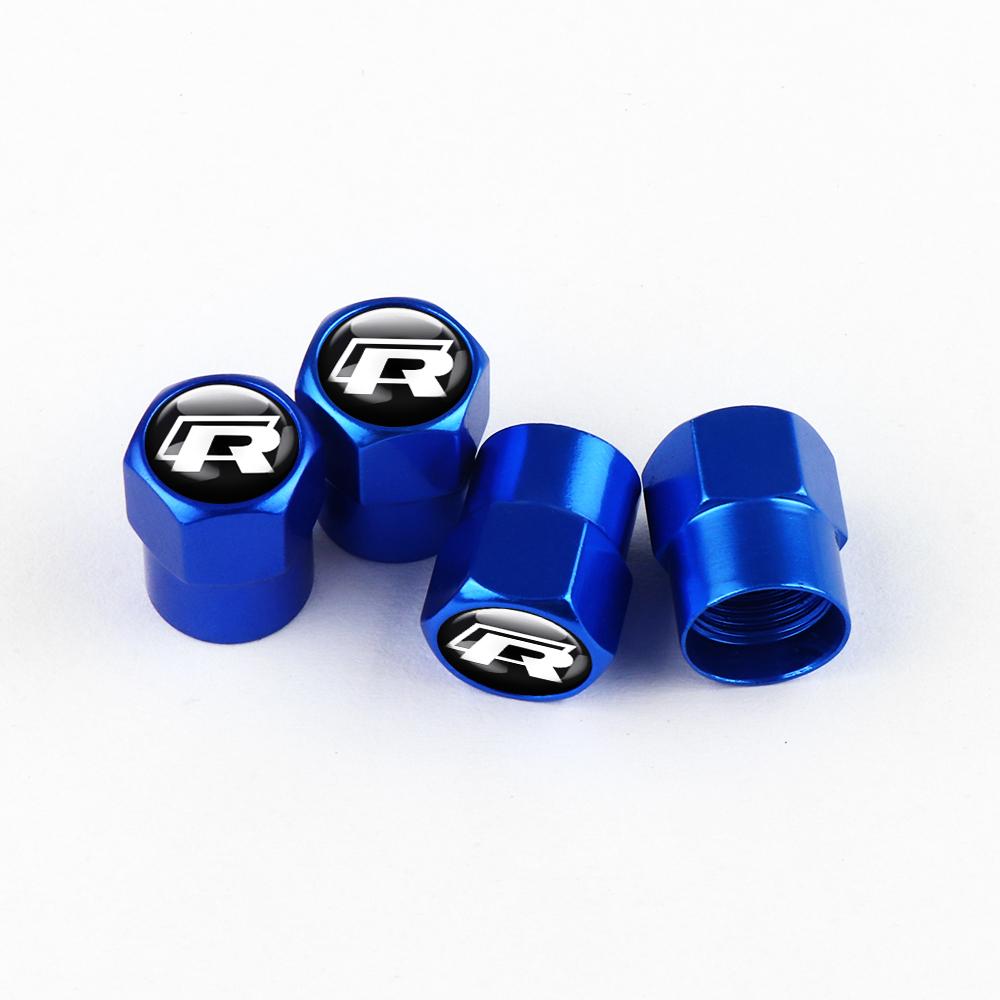 W23Aluminum Tire Valve Caps Dustproof Car Tyre Wheel Stem Air Valve Cover For R Volkswagen VW Tiguan Touran CC T-ROC Golf Polo GTI