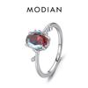 925 Sterling Silver Stunning Rainbow Color Geometric Heart Cubic Zirconia Cocktail Rings For Women Fashion Fine Jewelry