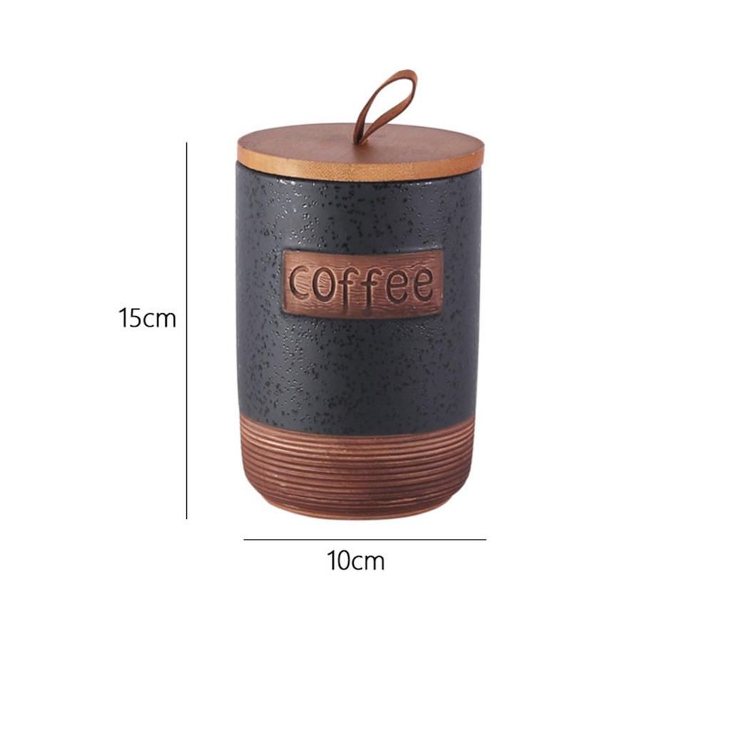 Ceramic Storage Container Sealed Jar Creative with Wood Lid Decorative Storage Jar Airtight Container for Candy Spice Cookie