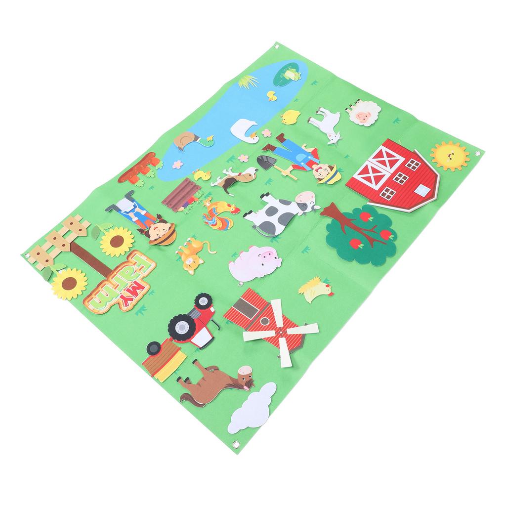 Farm Animals Felt Story Board Set Farmhouse Themed Storytelling Felt Board with 34pcs Accessories