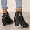 Fashion Shoes for Women 2024 Winter New Pin Buckle Design Zipper Women's Boots Comfortable Thick Heel Commuting Office Ladies Shoes